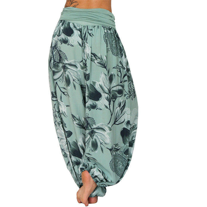 Buddha Stones Flower Leaves Pattern Loose Harem Trousers Women's Yoga Pants - image 30