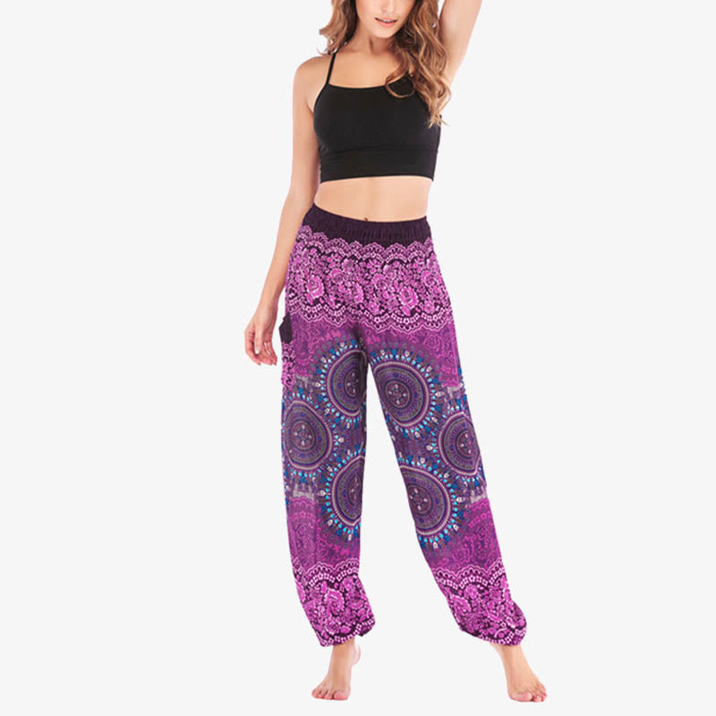 Buddha Stones Boho Loose Harem Trousers Women's Yoga Pants