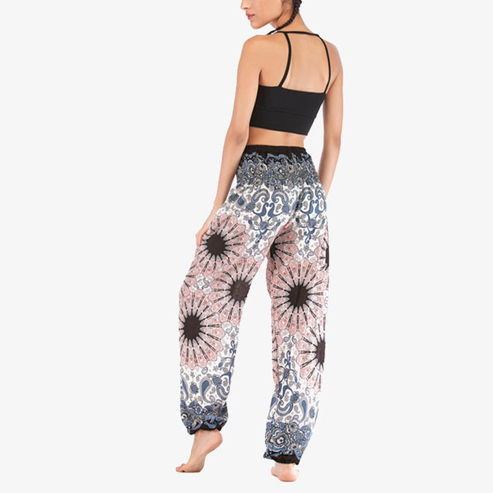 Buddha Stones Geometric Mandala Pattern Loose Harem Trousers High Waist Women's Yoga Pants - image 3