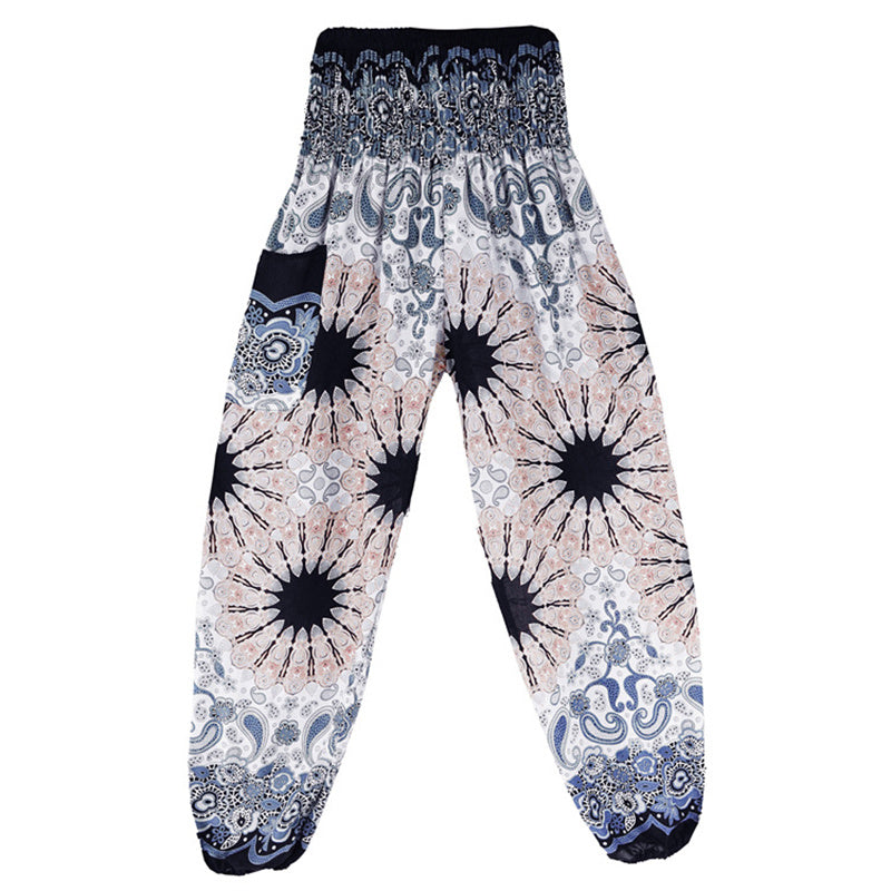 Buddha Stones Geometric Mandala Pattern Loose Harem Trousers High Waist Women's Yoga Pants - image 4