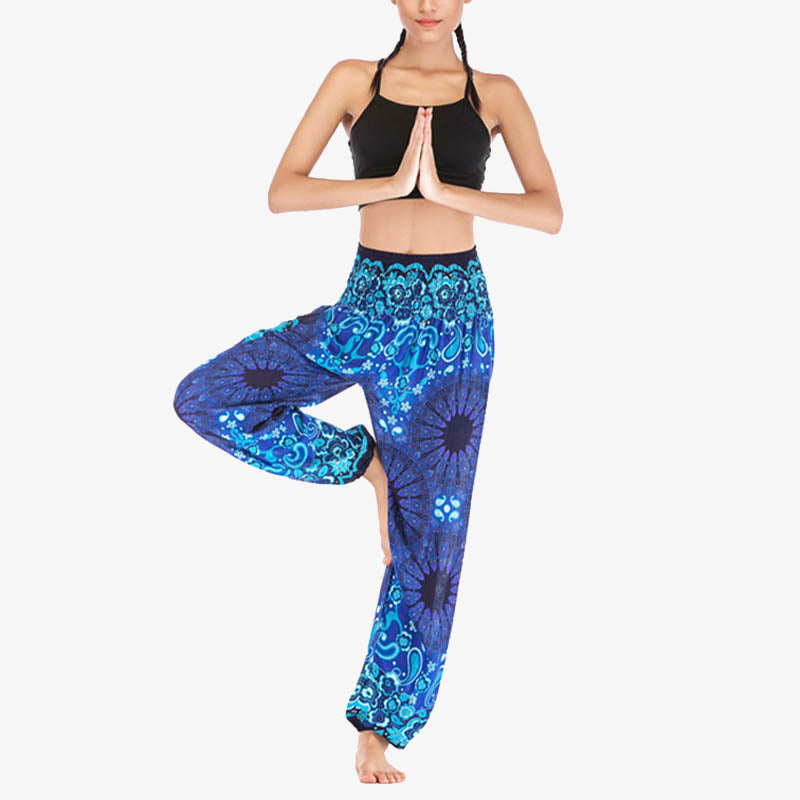 Buddha Stones Geometric Mandala Pattern Loose Harem Trousers High Waist Women's Yoga Pants - image 9