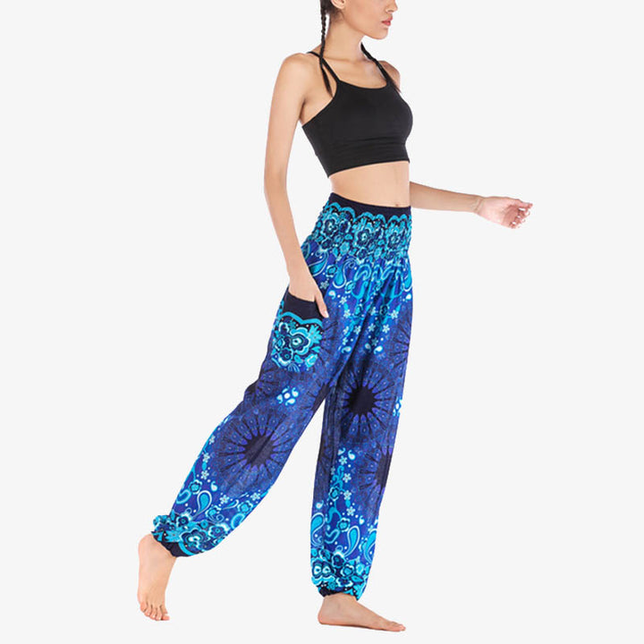 Buddha Stones Geometric Mandala Pattern Loose Harem Trousers High Waist Women's Yoga Pants - image 11
