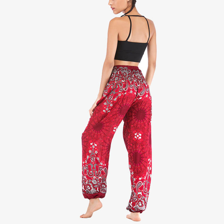 Buddha Stones Geometric Mandala Pattern Loose Harem Trousers High Waist Women's Yoga Pants - image 26
