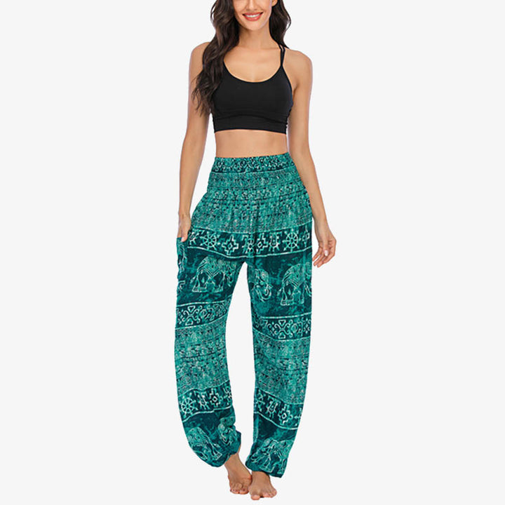 Buddha Stones Elephant Pattern Loose Casual Harem Trousers High Waist Women's Yoga Pants - image 16