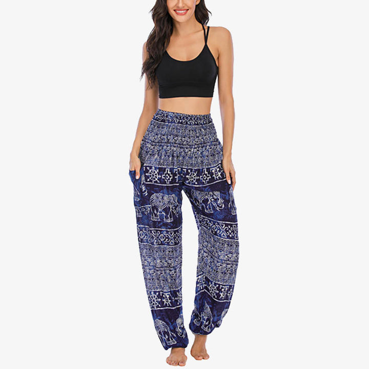 Buddha Stones Elephant Pattern Loose Casual Harem Trousers High Waist Women's Yoga Pants - image 20