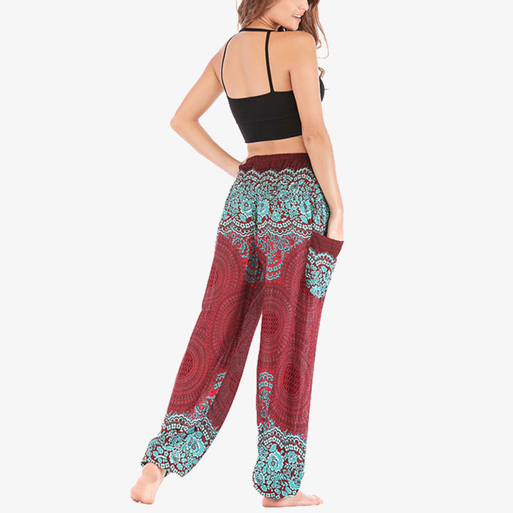 Buddha Stones Round Geometric Pattern Loose Casual Harem Trousers High Waist Women's Yoga Pants - image 4