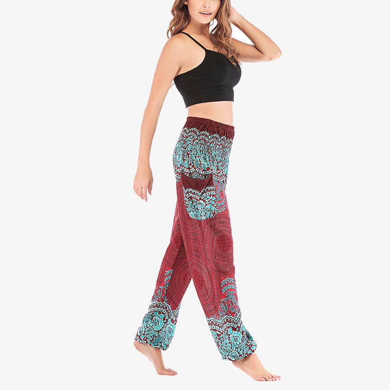 Buddha Stones Round Geometric Pattern Loose Casual Harem Trousers High Waist Women's Yoga Pants - image 6