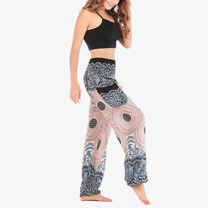 Buddha Stones Round Geometric Pattern Loose Casual Harem Trousers High Waist Women's Yoga Pants - image 18