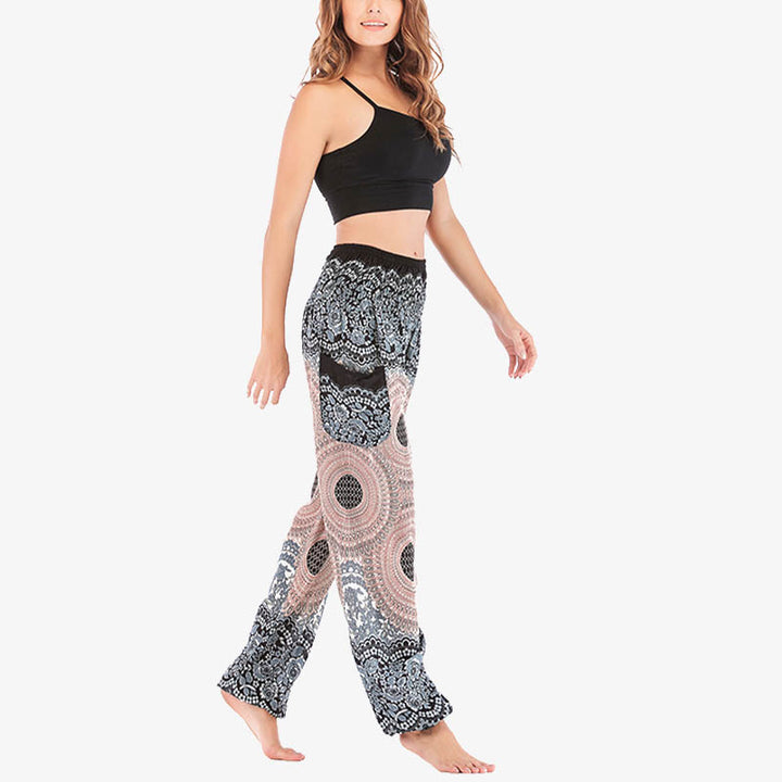 Buddha Stones Round Geometric Pattern Loose Casual Harem Trousers High Waist Women's Yoga Pants