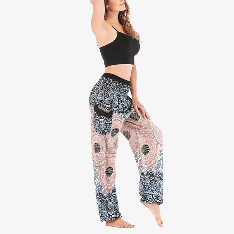 Buddha Stones Round Geometric Pattern Loose Casual Harem Trousers High Waist Women's Yoga Pants - image 15