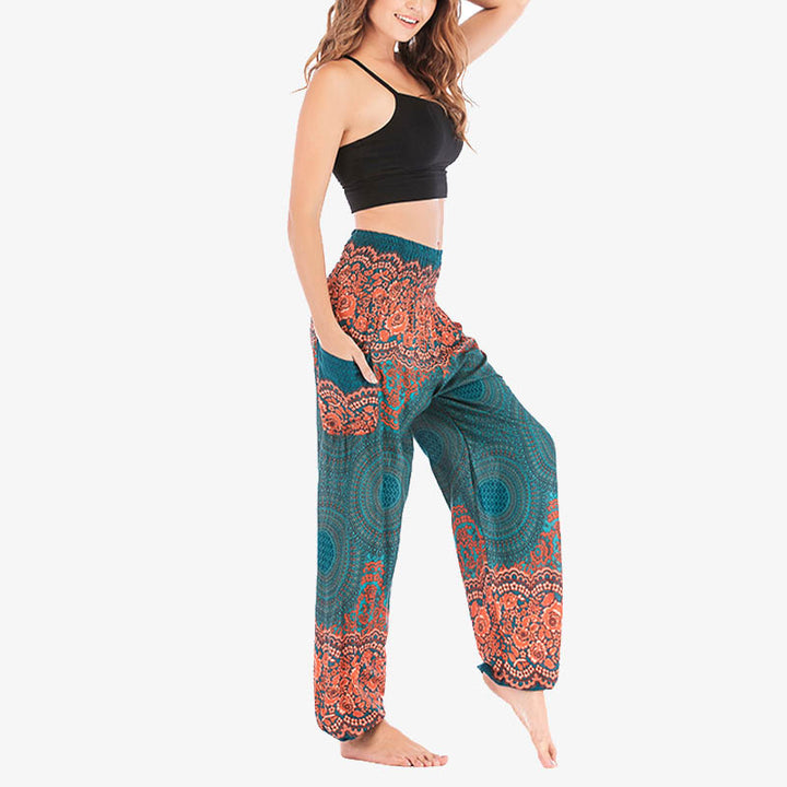 Buddha Stones Round Geometric Pattern Loose Casual Harem Trousers High Waist Women's Yoga Pants - image 27