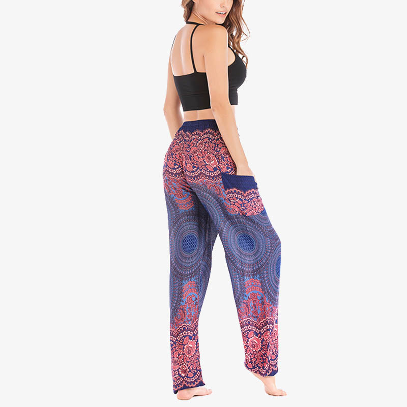 Buddha Stones Round Geometric Pattern Loose Casual Harem Trousers High Waist Women's Yoga Pants - image 36