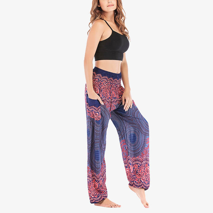Buddha Stones Round Geometric Pattern Loose Casual Harem Trousers High Waist Women's Yoga Pants - image 38