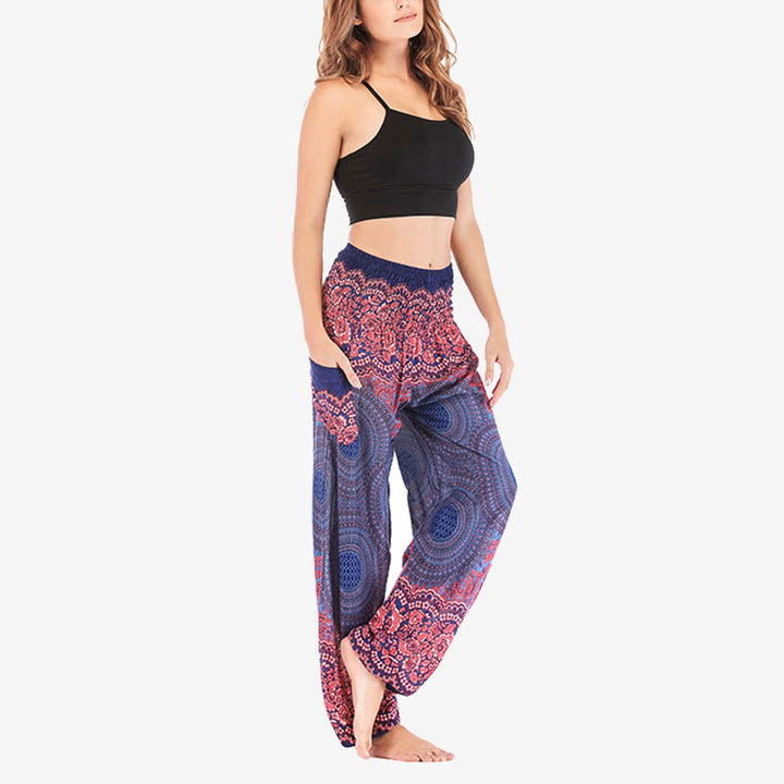 Buddha Stones Round Geometric Pattern Loose Casual Harem Trousers High Waist Women's Yoga Pants - image 35