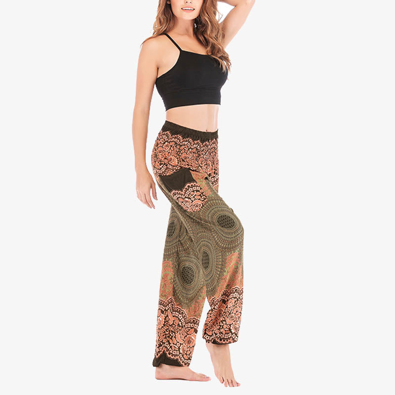 Buddha Stones Round Geometric Pattern Loose Casual Harem Trousers High Waist Women's Yoga Pants - image 40