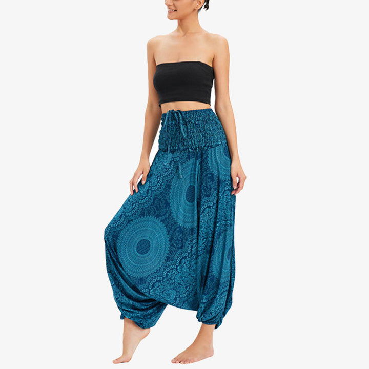 Buddha Stones Two Style Wear Round Geometric Loose Casual Harem Trousers Jumpsuit Women's Yoga Pants - image 3