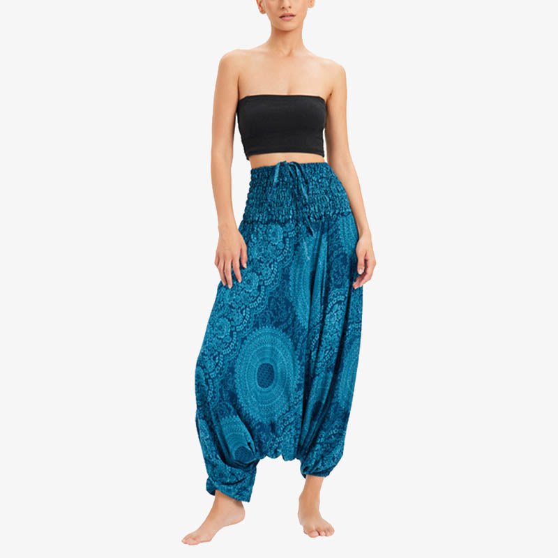 Buddha Stones Two Style Wear Round Geometric Loose Casual Harem Trousers Jumpsuit Women's Yoga Pants - image 1