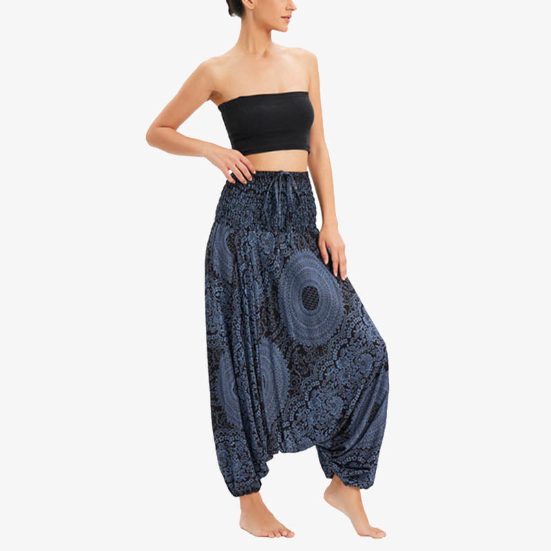 Buddha Stones Two Style Wear Round Geometric Loose Casual Harem Trousers Jumpsuit Women's Yoga Pants