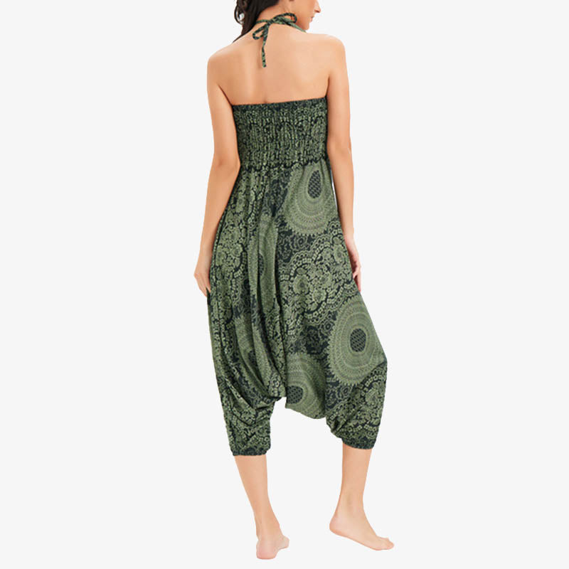 Buddha Stones Two Style Wear Round Geometric Loose Casual Harem Trousers Jumpsuit Women's Yoga Pants