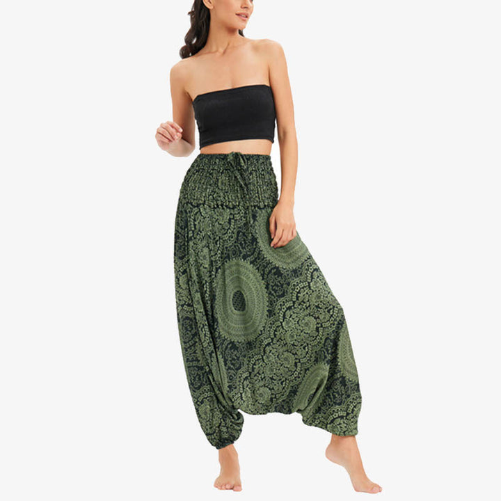 Buddha Stones Two Style Wear Round Geometric Loose Casual Harem Trousers Jumpsuit Women's Yoga Pants - image 24