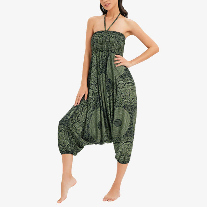 Buddha Stones Two Style Wear Round Geometric Loose Casual Harem Trousers Jumpsuit Women's Yoga Pants