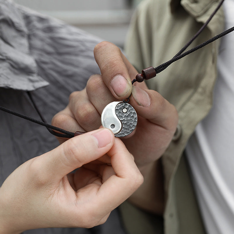 990 Sterling Silver Yin Yang Balance Harmony Necklace Pendant - image 5