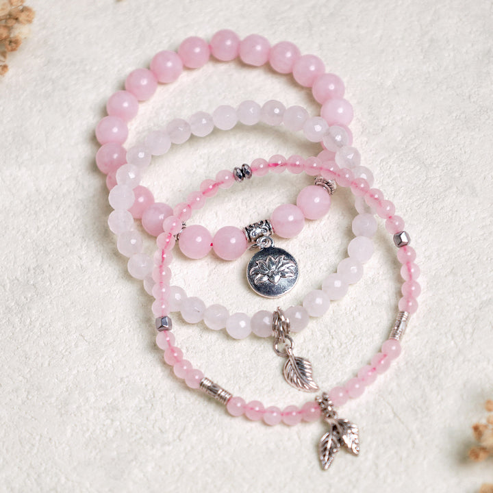 Buddha Stones 3PCS Natural Quartz Crystal Beaded Healing Energy Lotus Bracelet - image 20