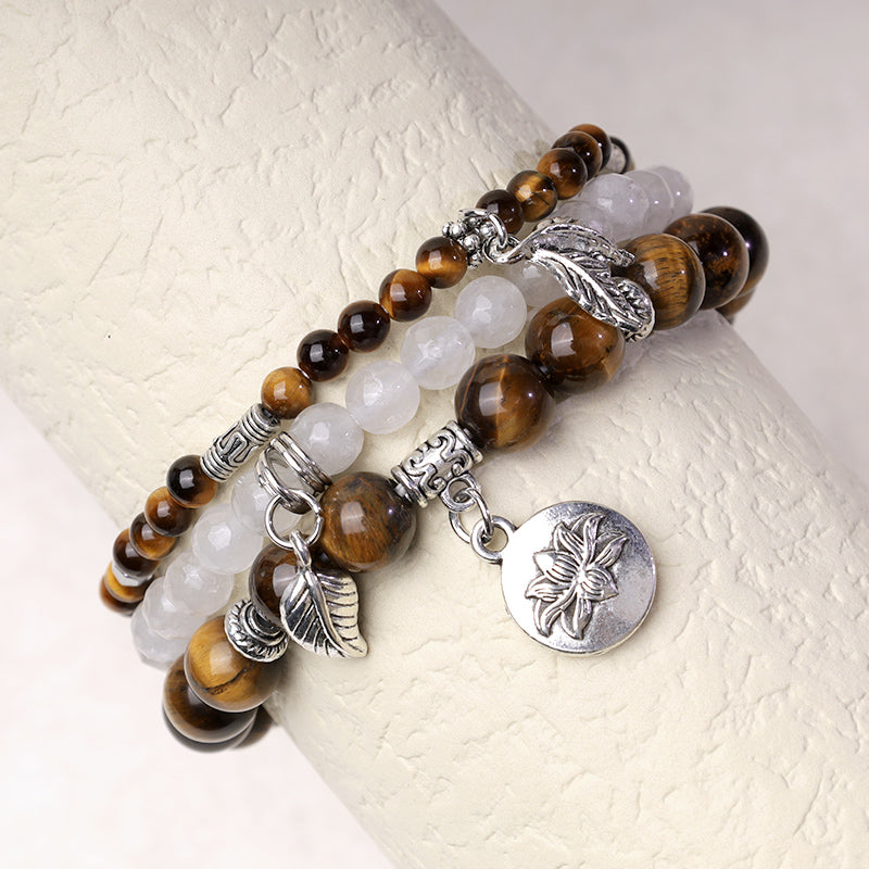 Buddha Stones 3PCS Natural Quartz Crystal Beaded Healing Energy Lotus Bracelet - image 29