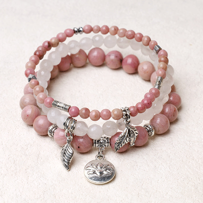 Buddha Stones 3PCS Natural Quartz Crystal Beaded Healing Energy Lotus Bracelet - image 15
