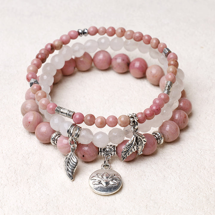 Buddha Stones 3PCS Natural Quartz Crystal Beaded Healing Energy Lotus Bracelet - image 15