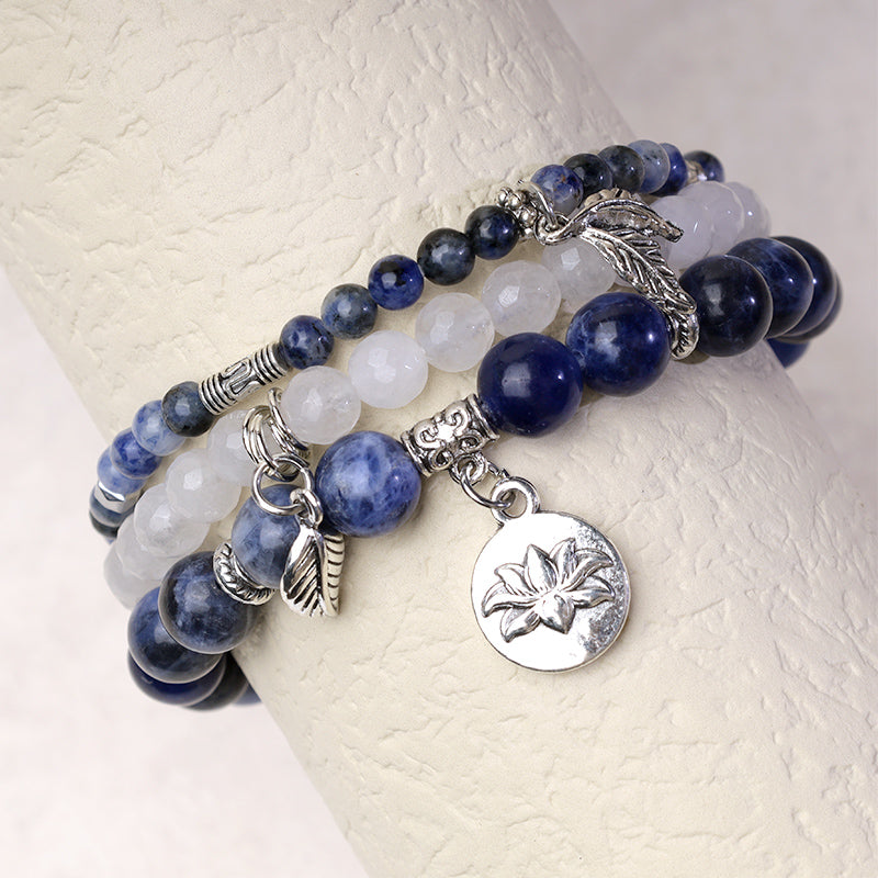 Buddha Stones 3PCS Natural Quartz Crystal Beaded Healing Energy Lotus Bracelet - image 24