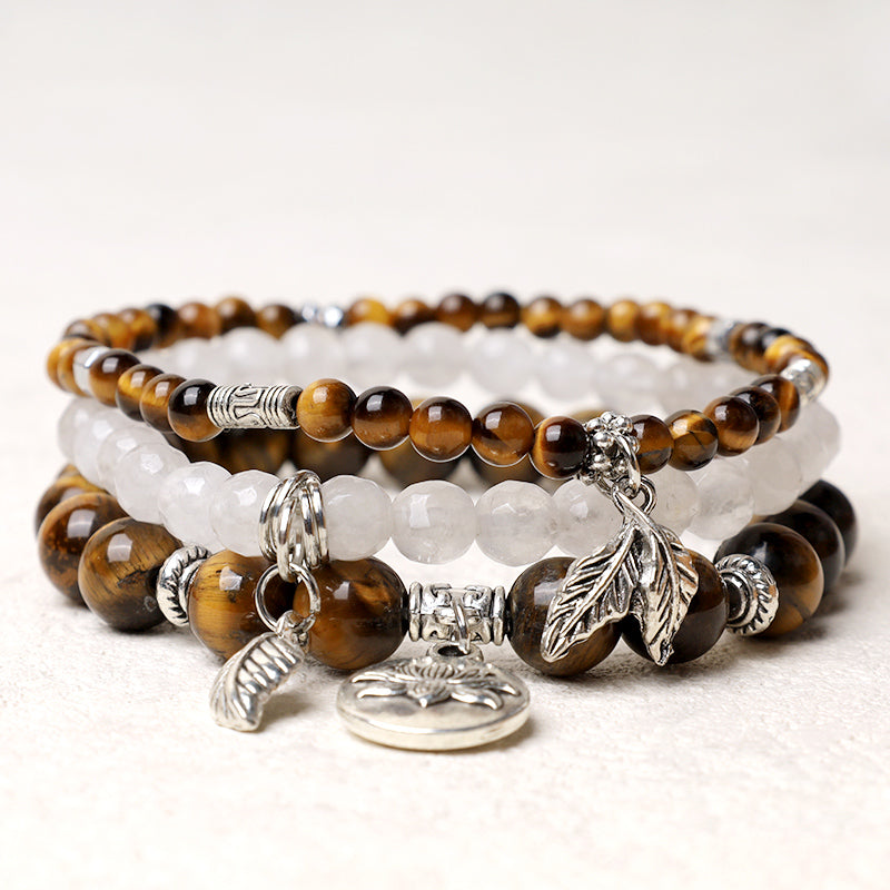 Buddha Stones 3PCS Natural Quartz Crystal Beaded Healing Energy Lotus Bracelet - image 27