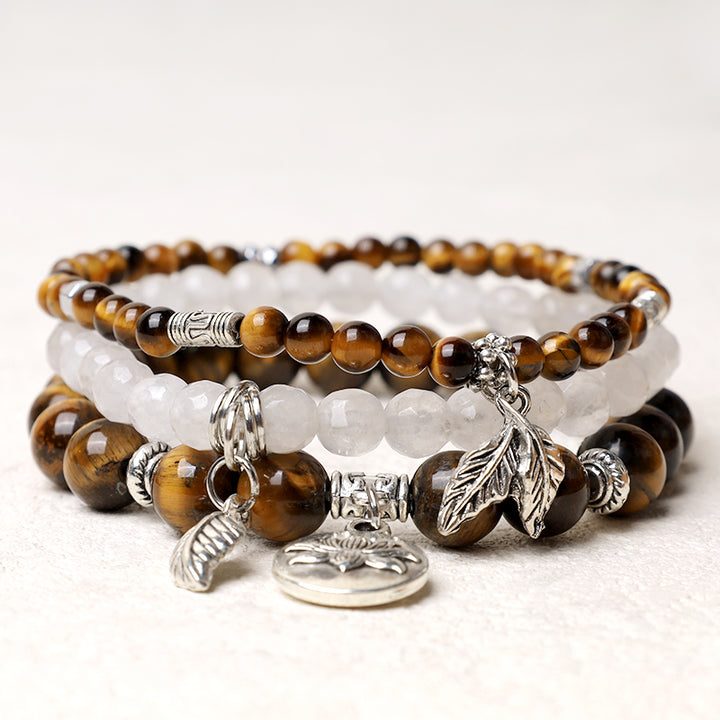 Buddha Stones 3PCS Natural Quartz Crystal Beaded Healing Energy Lotus Bracelet - image 27