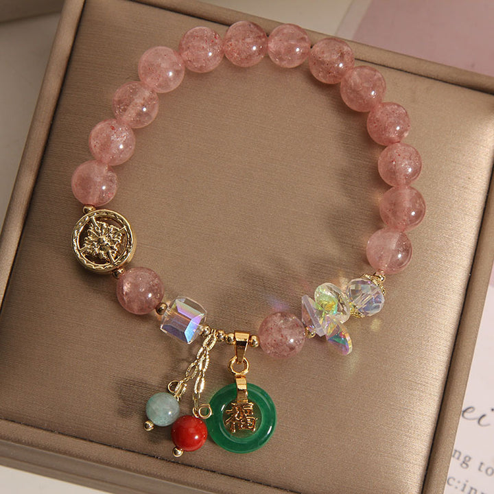 Buddha Stones "Sending Love and Harmony"Strawberry Quartz Bracelet Includes Gift Message Card - image 3