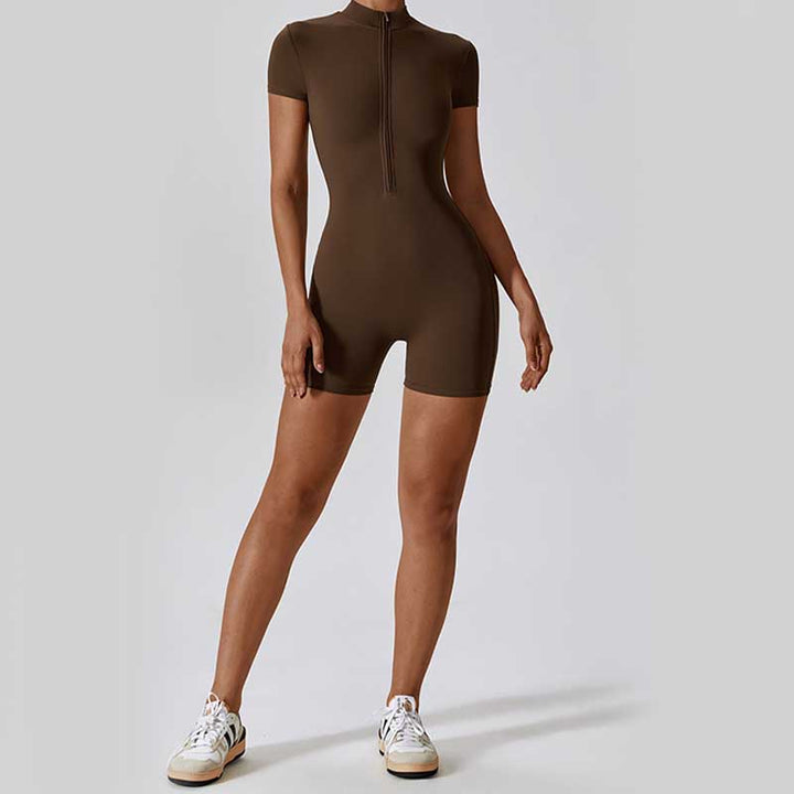 Buddha Stones High Stretch Zipper Short Sleeve Jumpsuit Sports Fitness Yoga Women Bodysuit - image 27