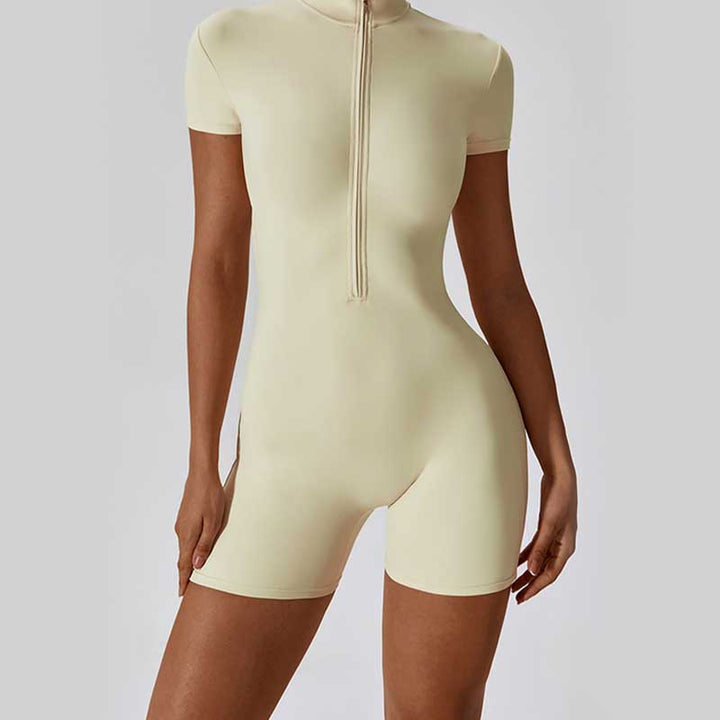 Buddha Stones High Stretch Zipper Short Sleeve Jumpsuit Sports Fitness Yoga Women Bodysuit - image 32