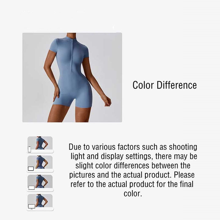 Buddha Stones High Stretch Zipper Short Sleeve Jumpsuit Sports Fitness Yoga Women Bodysuit - image 16