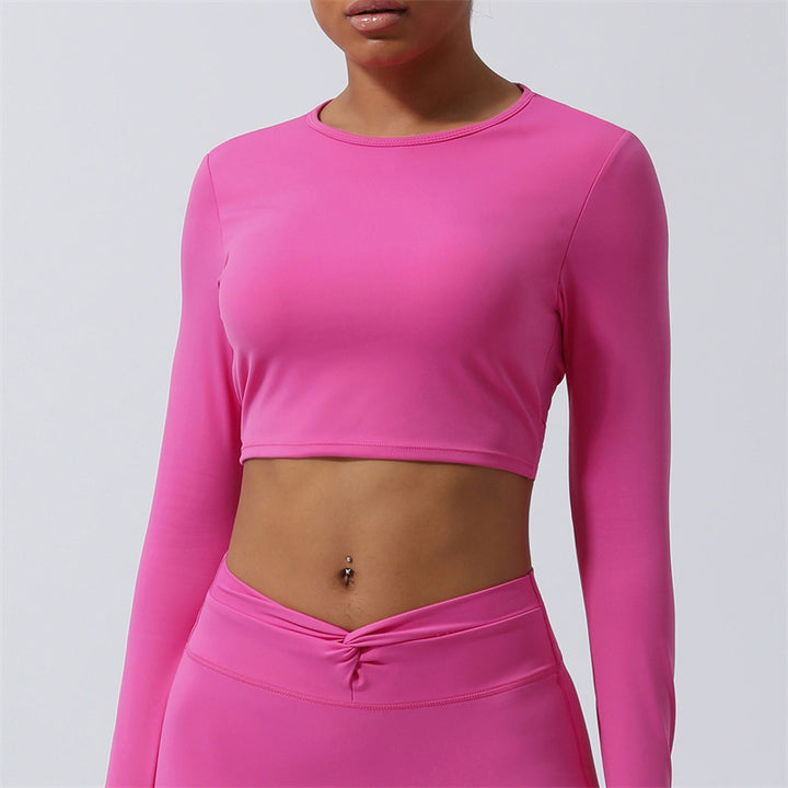 Buddha Stones Women Workout Long Sleeve Crisscross Backless Top Tee Leggings Sports Fitness Yoga Outfit - Top - Pink - US8-10，UK/AU12-14，EU40-42 (XL) - image 17