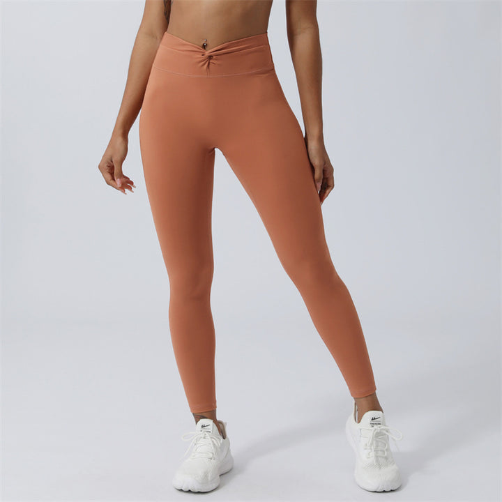 Buddha Stones Women Workout Long Sleeve Crisscross Backless Top Tee Leggings Sports Fitness Yoga Outfit - Pants - Orange Brown - US8-10，UK/AU12-14，EU40-42 (XL) - image 36
