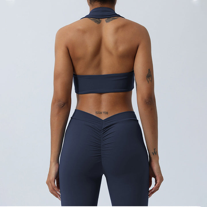 Buddha Stones 2Pcs Workout Sleeveless Backless Top Shorts Flared Pants Sports Fitness Yoga Outfit Set - image 15