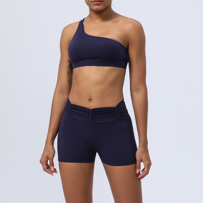 Buddha Stones 2Pcs Backless Asymmetrical Design Top Bra Shorts Leggings Pants Fitness Yoga Outfit Set - Blue - 2Pcs(Top&Shorts) - US12，UK/AU16，EU44 (2XL) - image 25