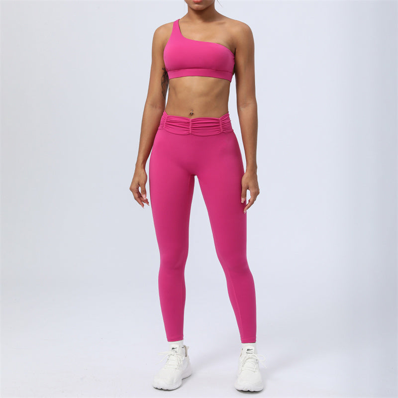 Buddha Stones 2Pcs Backless Asymmetrical Design Top Bra Shorts Leggings Pants Fitness Yoga Outfit Set - Rose Red - 2Pcs(Top&Pants) - US12，UK/AU16，EU44 (2XL) - image 22