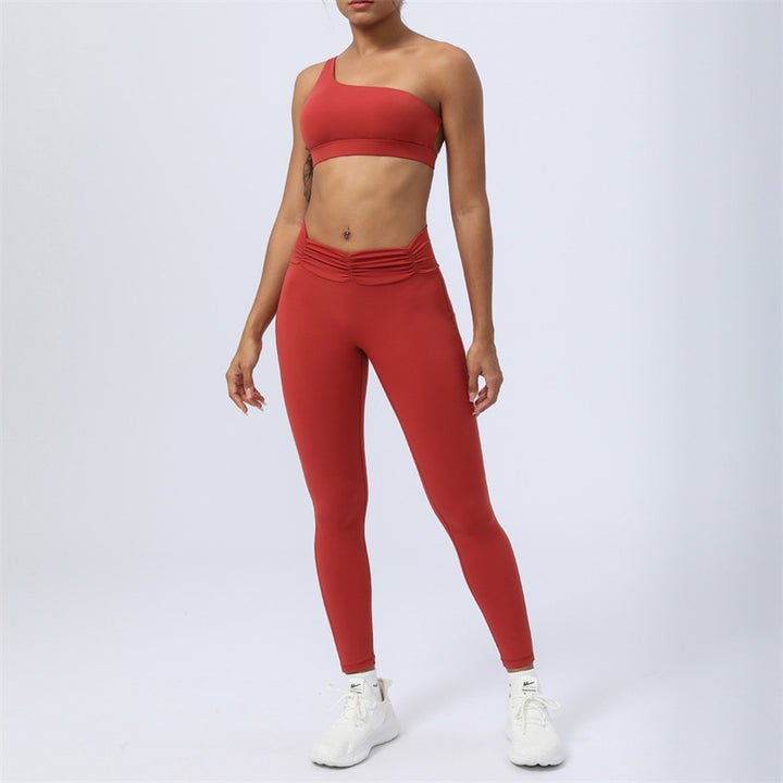 Buddha Stones 2Pcs Backless Asymmetrical Design Top Bra Shorts Leggings Pants Fitness Yoga Outfit Set - Red - 2Pcs(Top&Pants) - US12，UK/AU16，EU44 (2XL) - image 11