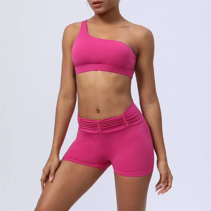 Buddha Stones 2Pcs Backless Asymmetrical Design Top Bra Shorts Leggings Pants Fitness Yoga Outfit Set - Rose Red - 2Pcs(Top&Shorts) - US12，UK/AU16，EU44 (2XL) - image 18