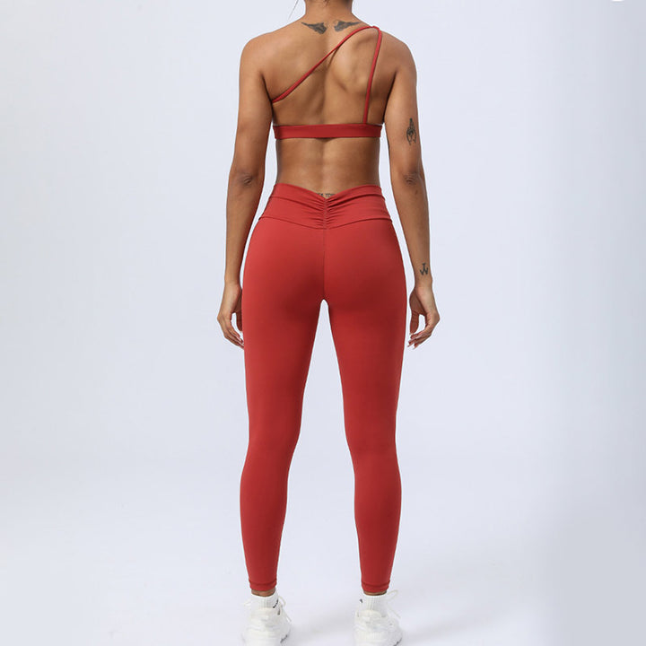 Buddha Stones 2Pcs Backless Asymmetrical Design Top Bra Shorts Leggings Pants Fitness Yoga Outfit Set - image 12
