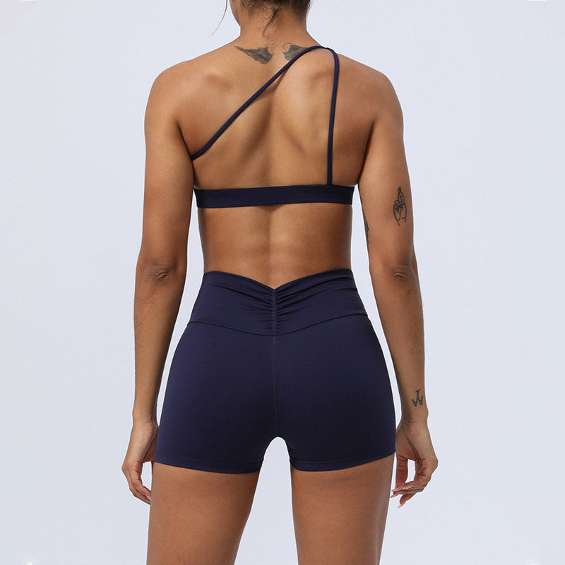 Buddha Stones 2Pcs Backless Asymmetrical Design Top Bra Shorts Leggings Pants Fitness Yoga Outfit Set - image 26