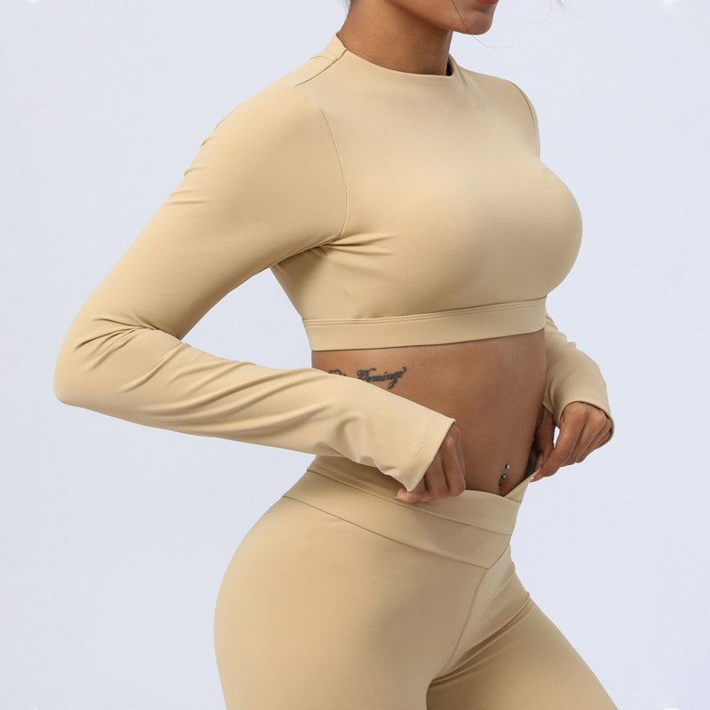 Buddha Stones 2Pcs Long Sleeve Backless Top Bra Leggings Pants Fitness Yoga Outfit Set - image 14