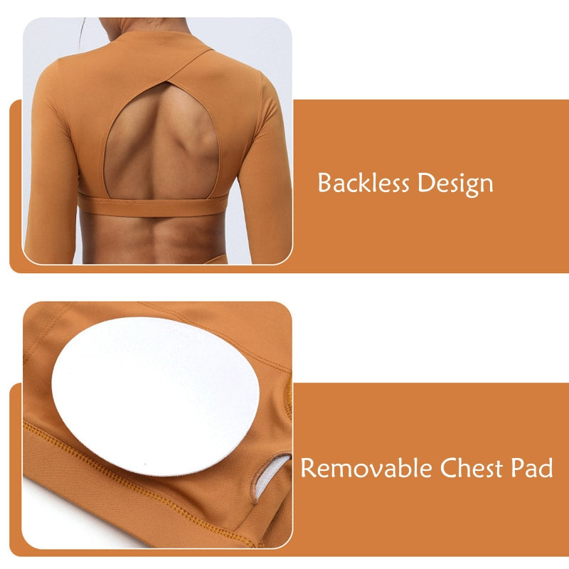 Buddha Stones 2Pcs Long Sleeve Backless Top Bra Leggings Pants Fitness Yoga Outfit Set - image 7