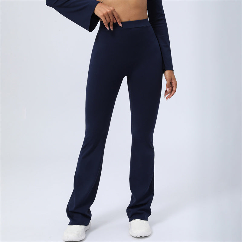 Buddha Stones Long Sleeve Backless Strap Top Bra Flare Pants Fitness Yoga Outfit - Dark Blue - Pants - US8-10，UK/AU12-14，EU40-42 (XL)  - image 28
