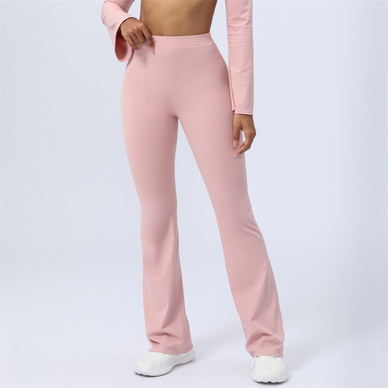 Buddha Stones Long Sleeve Backless Strap Top Bra Flare Pants Fitness Yoga Outfit - Pink - Pants - US8-10，UK/AU12-14，EU40-42 (XL)  - image 34